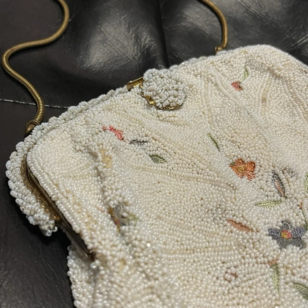 VINTAGE‎ FRENCH BEADED EVENING HANDBAG 1950'S